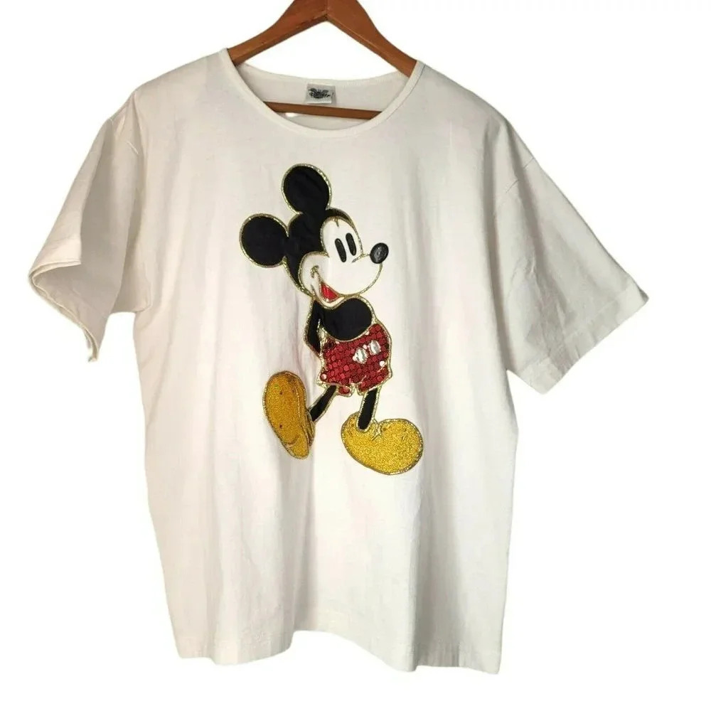 Vintage DISNEY CATALOG Mickey Mouse T-Shirt size XL pads shoulder WOMEN'S